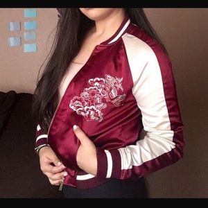 Satin Embroidered Bomber Jacket | Forever 21